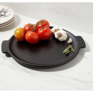 Threshold Black Varnished Acacia Eastport Modern Serving Tray (15" x 13")
